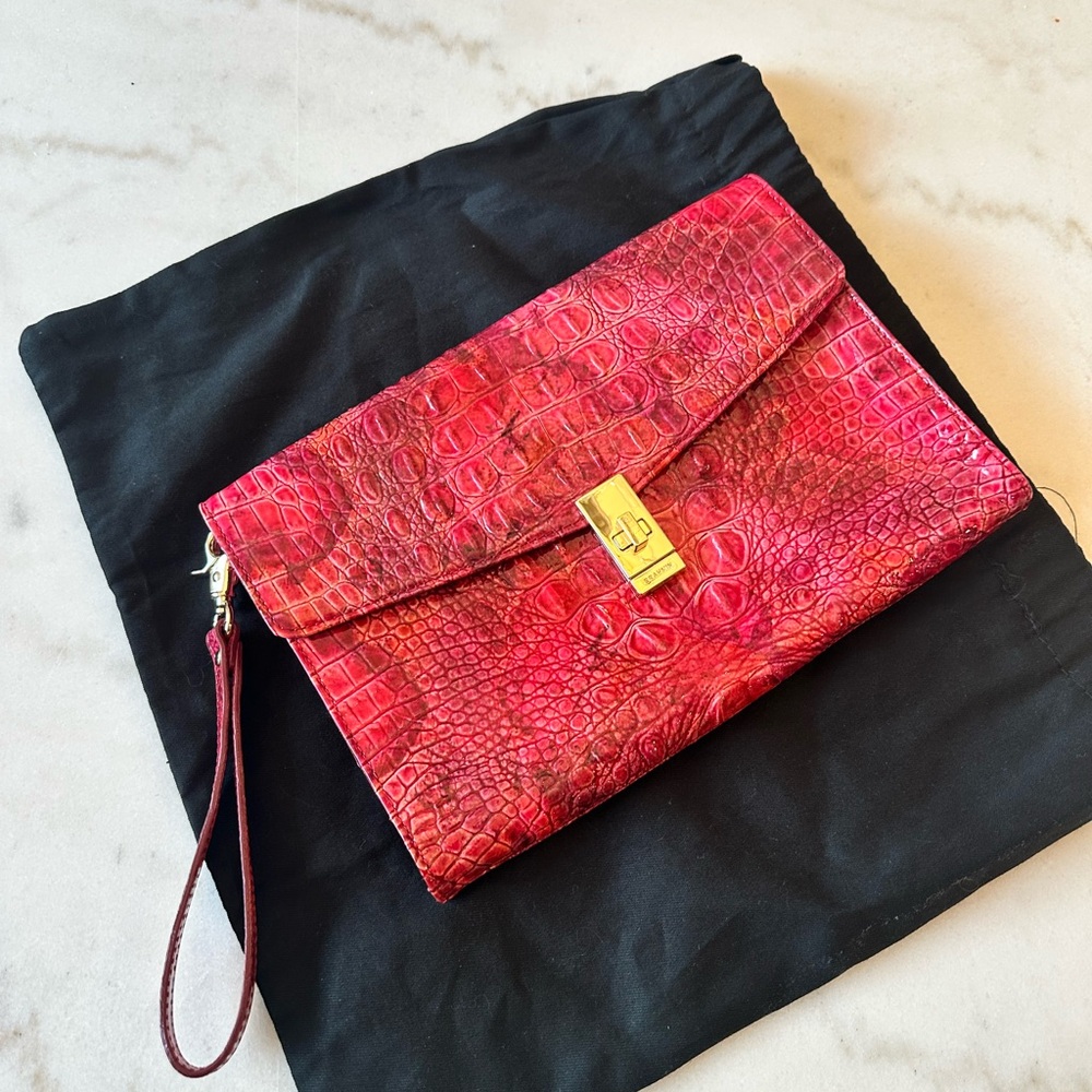 Brahmin Crocodile Embossed Leather Clutch